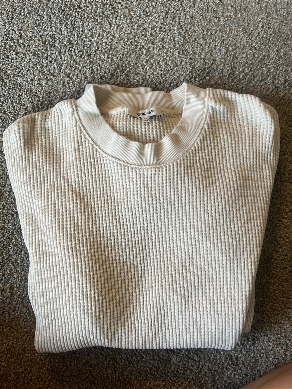 Madewell Cream Waffle-Knit Crewneck Sweater